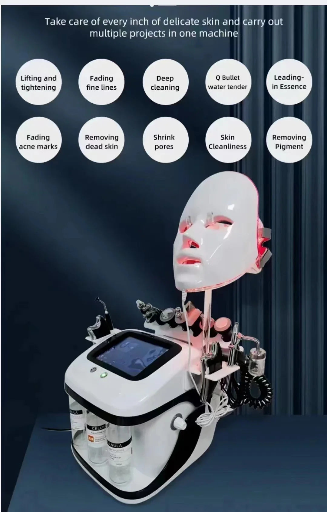 10-in-1 Hydrofacial Machine with Oxygen Peeling & Moisturizer
