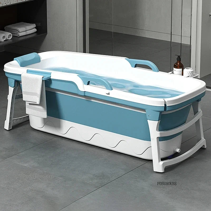 Portable 1.18m Foldable Plastic Bathtub Indoor & Outdoor Use, Adult-Sized, Purple, No Lid