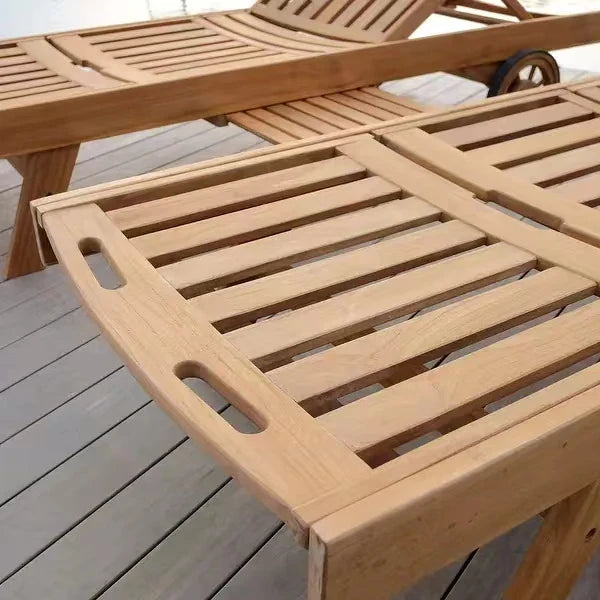 Teak Wood Outdoor Sun Lounger Chair for Poolside & Garden