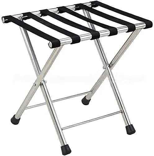 Portable Folding Stainless Steel Luggage Rack Space Saving Suitcase Stand for Hotels & Homes