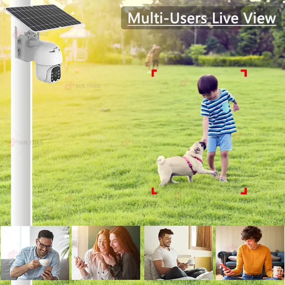 Waterproof Solar Outdoor CCTV Camera 1080p HD, Wireless PTZ, Motion Alerts, 4G SIM & WiFi