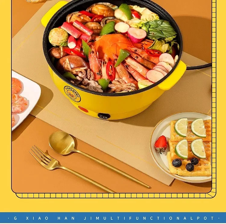 28cm Mini Multifunctional Electric Cooker for Dorm or Home – Fry, Boil, Steam
