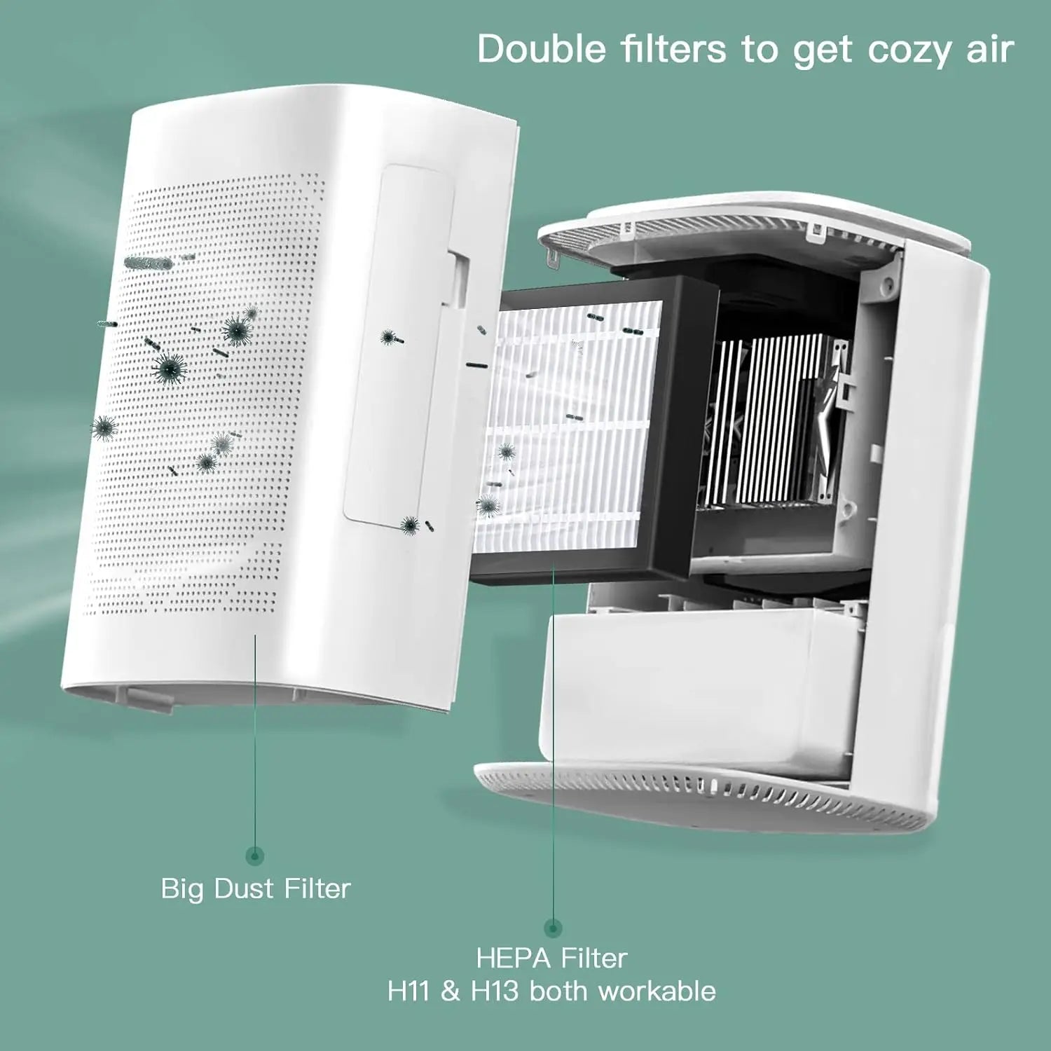 2-in-1 Dehumidifier & Air Purifier with HEPA Filter, Ionizer & Drain Hose