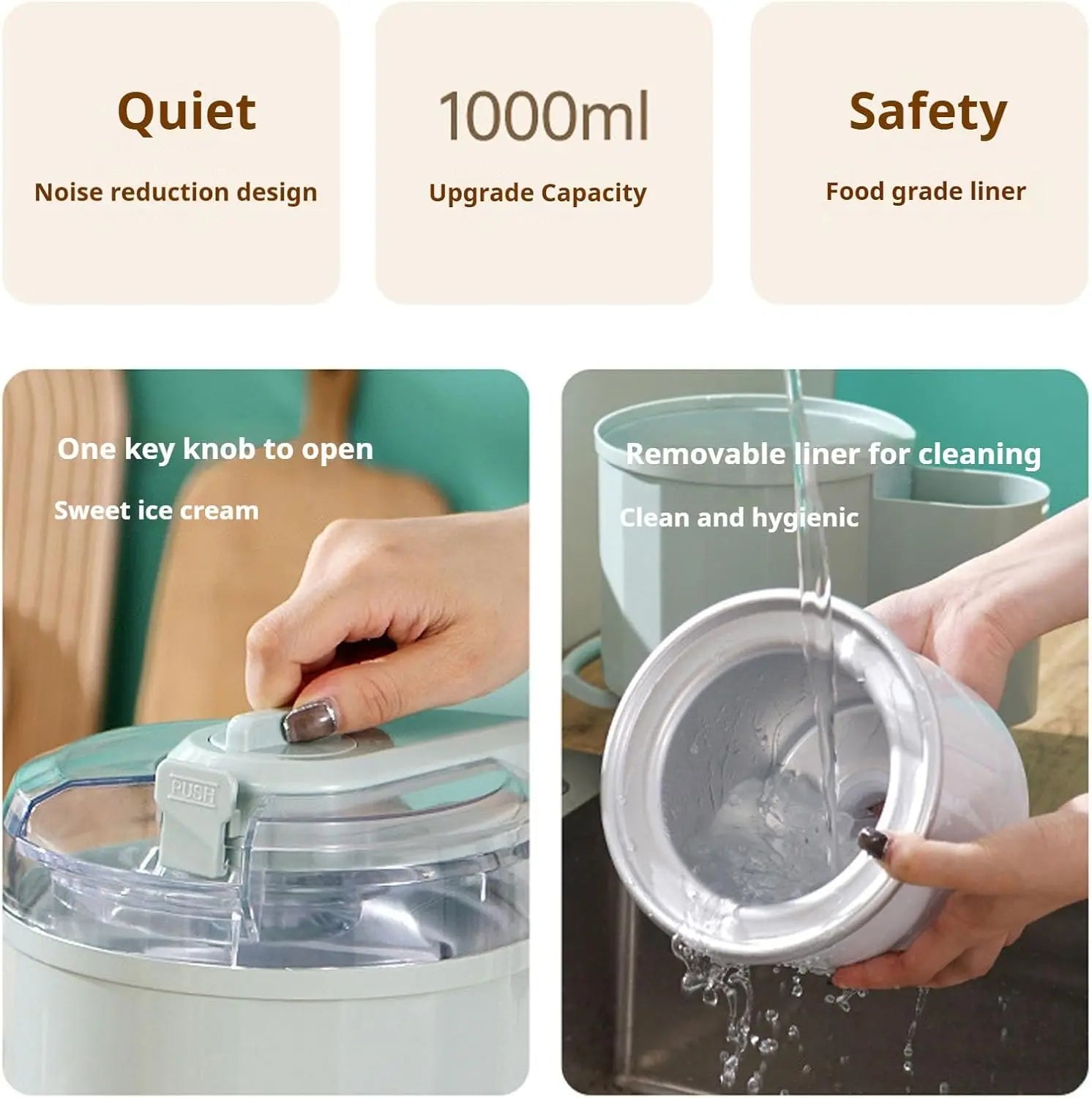 Portable 1L Ice Cream & Yogurt Maker – Easy Soft Serve at Home