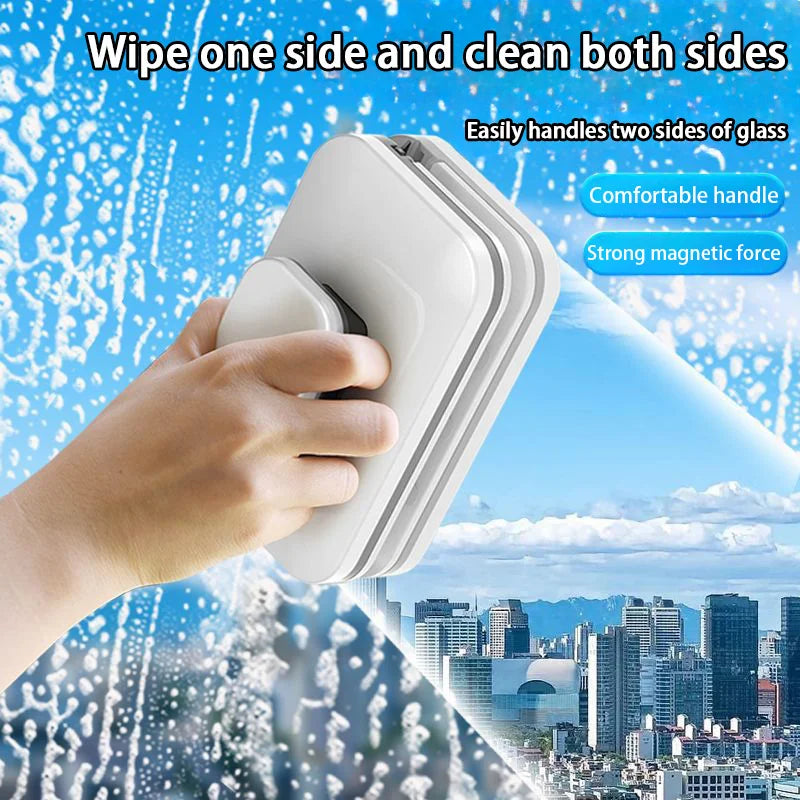 Double-Sided Magnetic Window Cleaner with Safety Rope