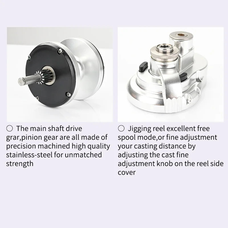2-Speed Lever Drag Saltwater Jigging Fishing Reel Right Hand