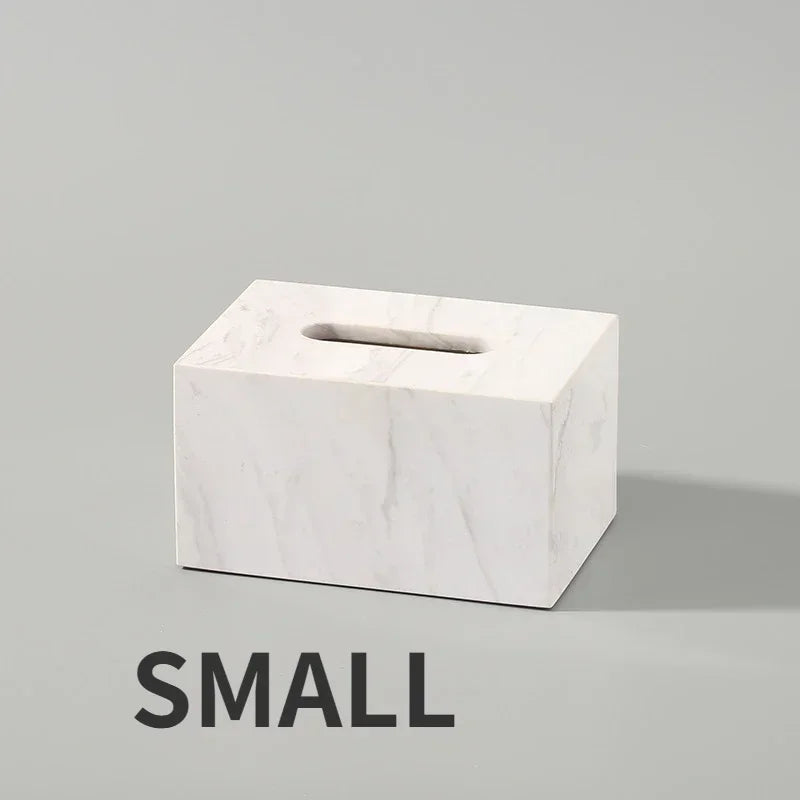 Modern Black White Marble Tissue Box Small Elegant Home Accent