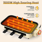 1500W Smokeless Electric Barbecue Grill with 3 Non-Stick Plates & Skewers