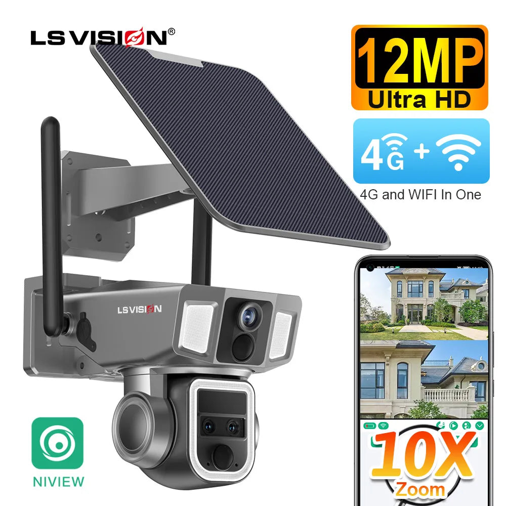 4G/WiFi Outdoor Camera with Dual Screen and Motion Tracking