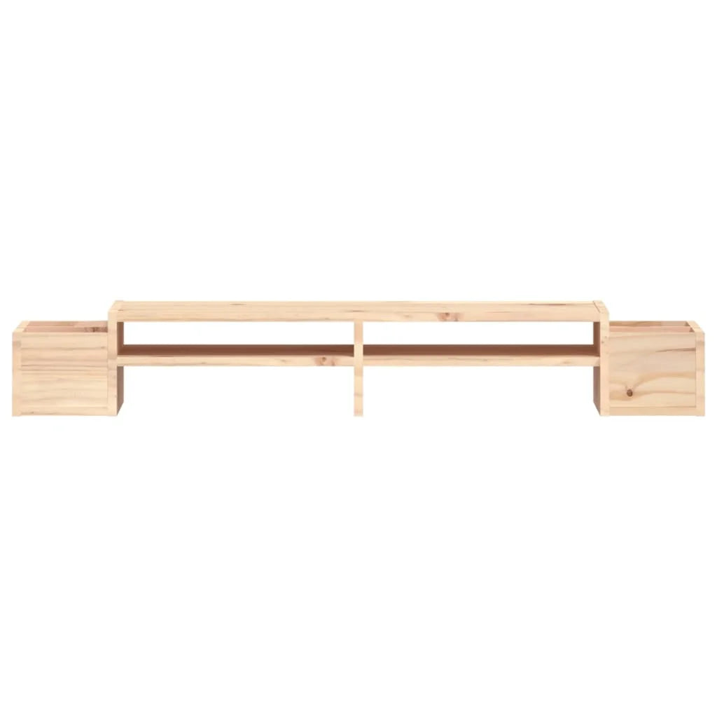 100cm Solid Pine Wood Monitor Stand with Storage Slots & Riser Shelf