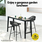 2x Outdoor Bar Stools – Black Polypropylene Seat with Metal Frame & Footrest