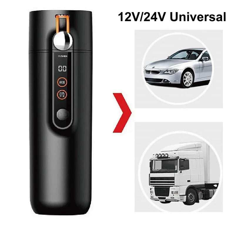 460ml Smart Travel Electric Hot Cup 12V/24V Portable Car Kettle with Adjustable 60-100°C Heating