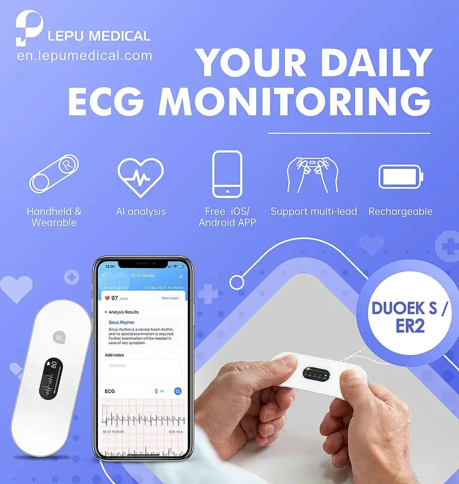 Handheld ECG Heart Rate Tracker with Rechargeable Battery