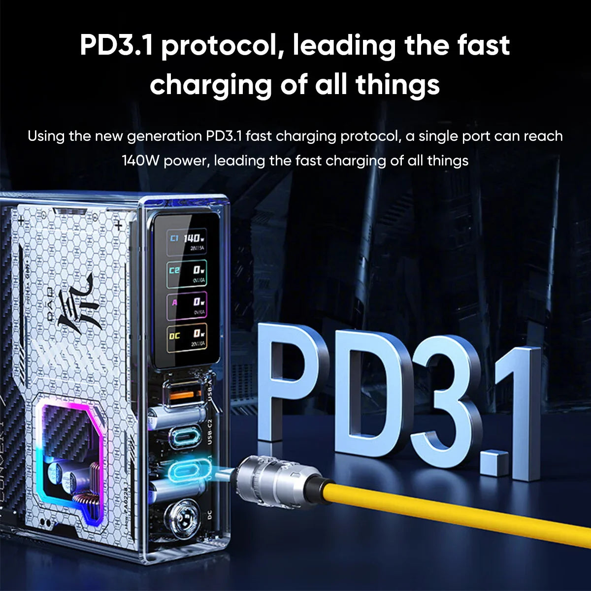 150W GaN Charger with RGB Display and 4 Ports