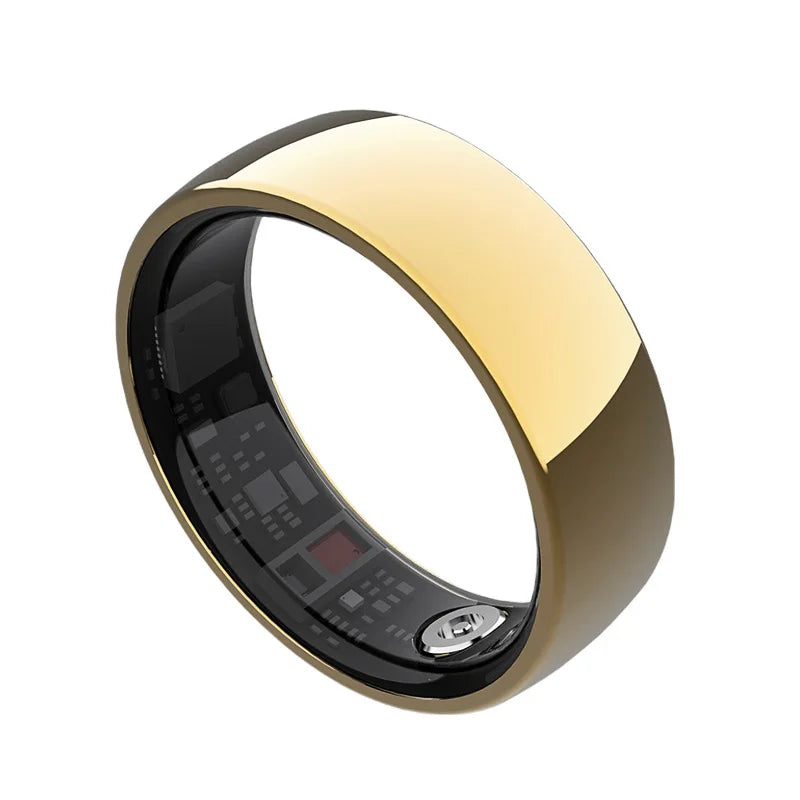 Gold Smart Ring with Heart Rate, SpO2, Temp & Sleep Tracking Waterproof 10-Day Battery Life