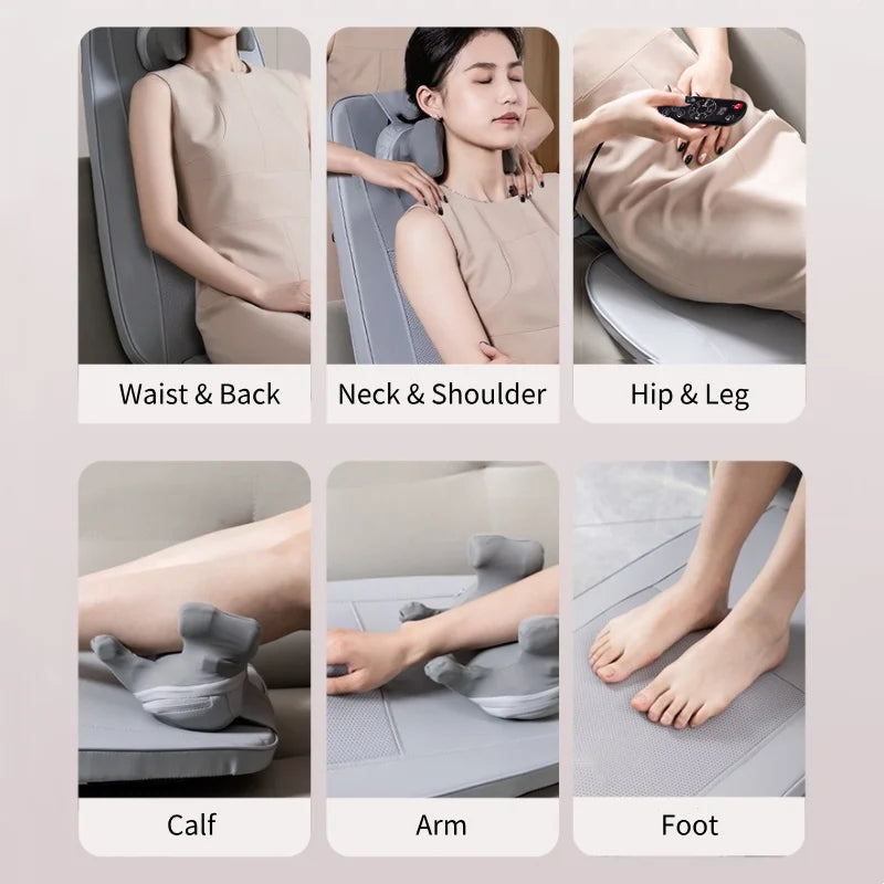 Vibrating Massage Chair Cushion with Shiatsu Kneading and Heat for Home and Office