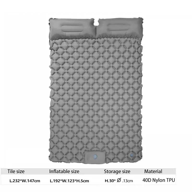 Portable Double Inflatable Camping Mattress Self-Inflating Sleeping Pad for Hiking, Beach & Outdoor Adventures