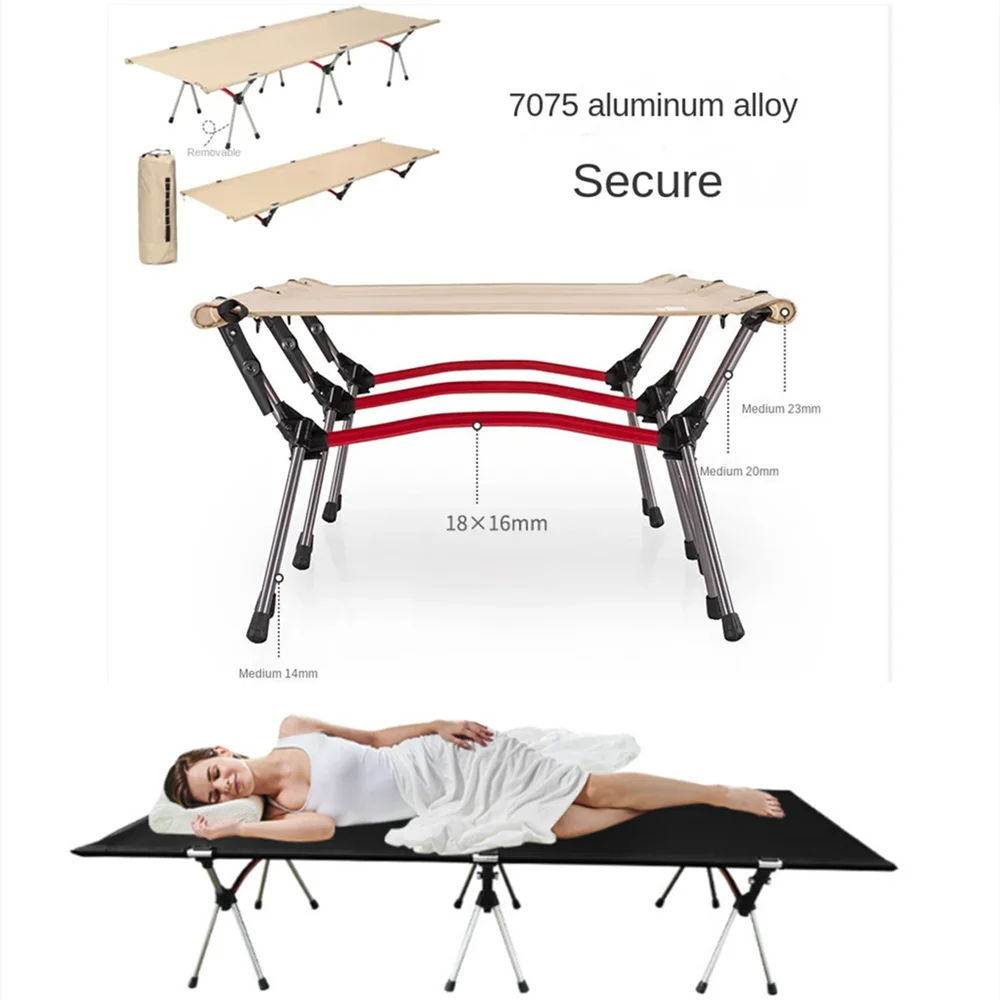 Compact Army Green Foldable Camping Bed for Outdoor & Office