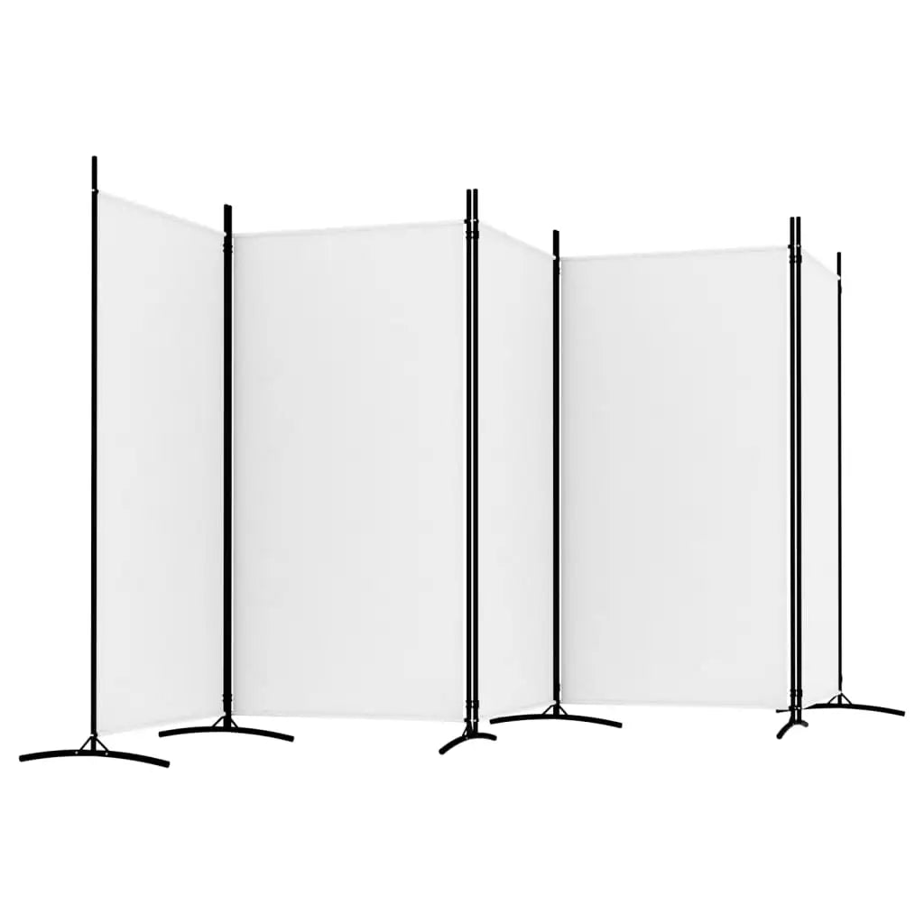 5-Panel Foldable Room Divider Screen 433cm – White Fabric Privacy Partition