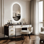 Oval LED Bathroom Mirror with 3-Color Lighting and Anti-Fog