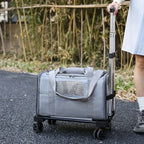Portable Pet Carrier with Detachable Wheels Airline Approved Rolling Travel Bag for Small Cats & Dogs