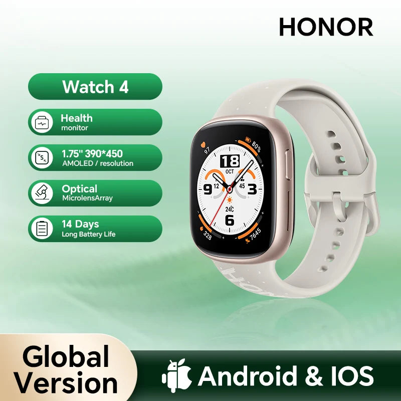 1.75" AMOLED Smartwatch with Heart Rate Monitor & 14-Day Battery Life – Gold