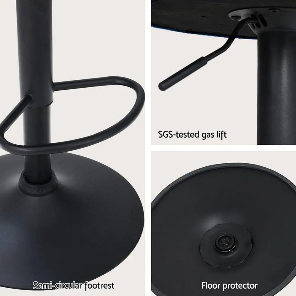 Adjustable Height Velvet Kitchen Bar Stools with 360° Swivel (4 Pack)