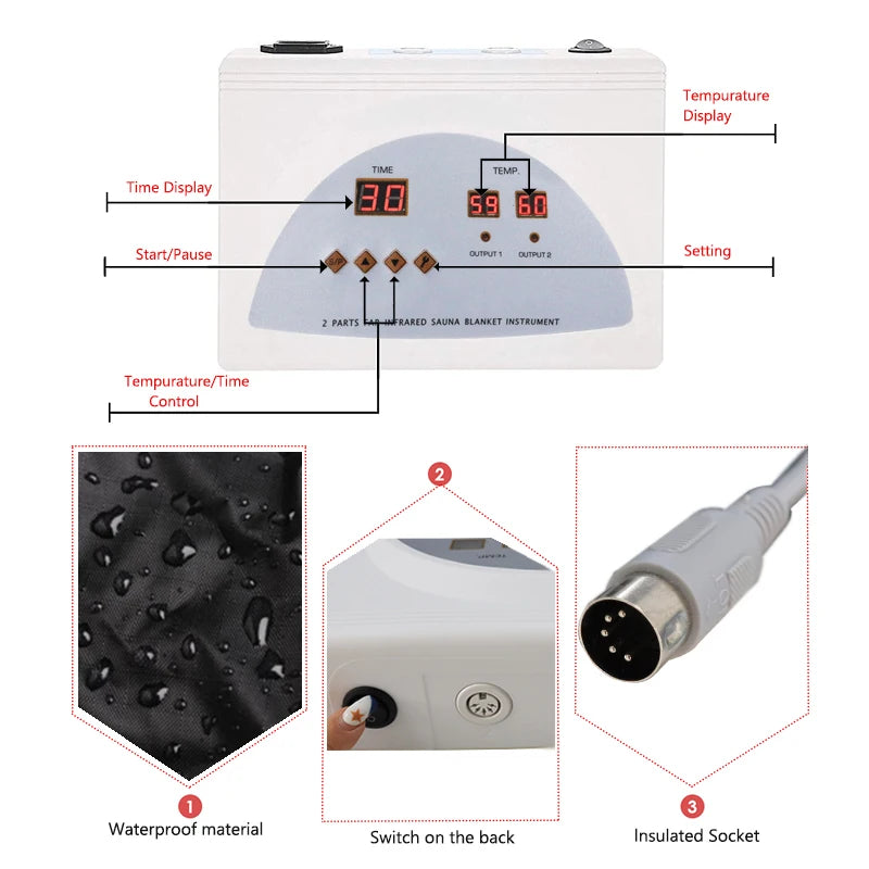 Electric Steam Massage Blanket for Full Body Detox & Blood Circulation Black