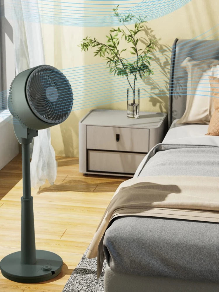 DC Stand Fan with Remote Control and Automatic Oscillation for Home Cooling Green