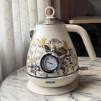 1.7L Retro Stainless Steel Electric Kettle with Thermometer Fast Boil & Auto Power Off