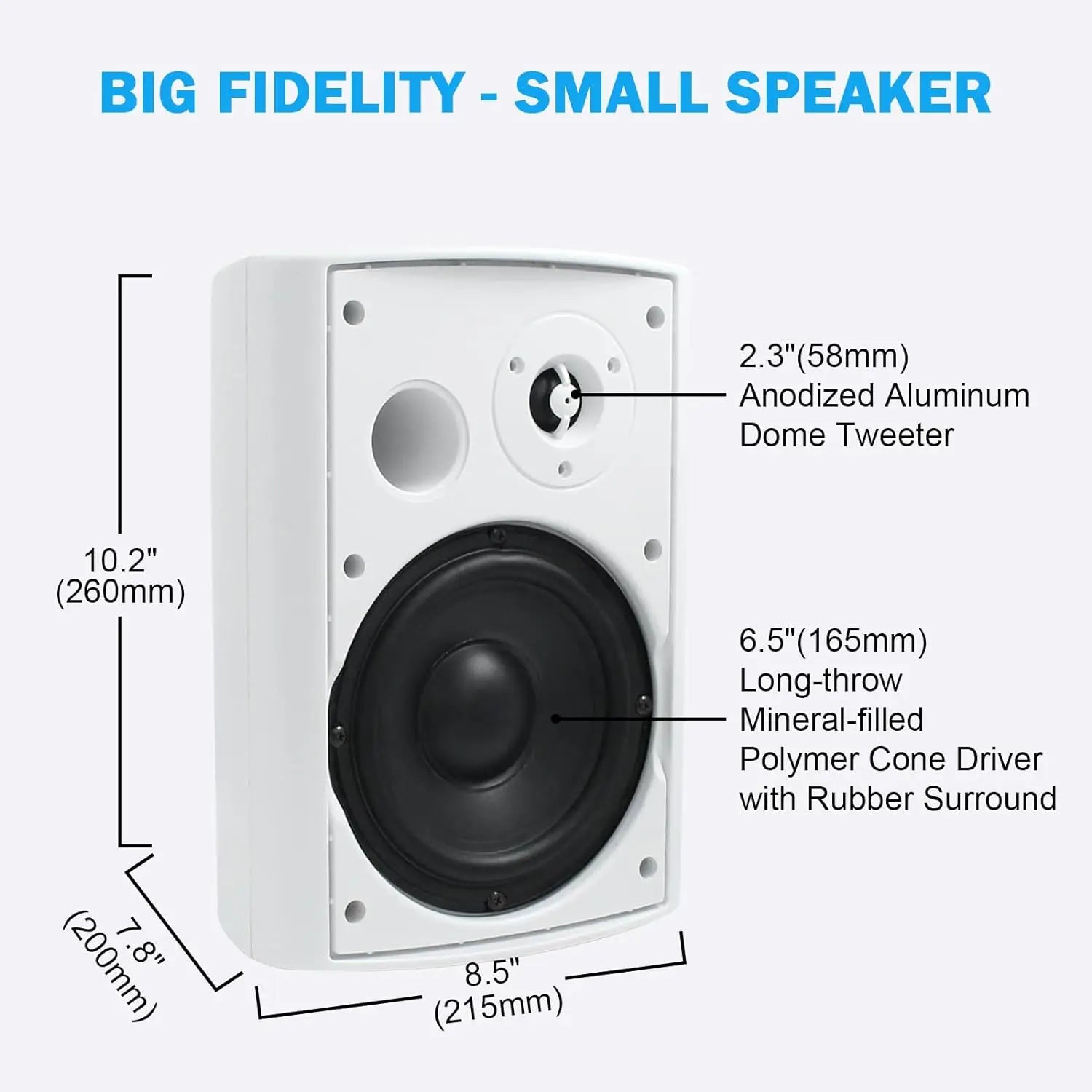 Passive Outdoor Speakers with Bass for Patio or Deck