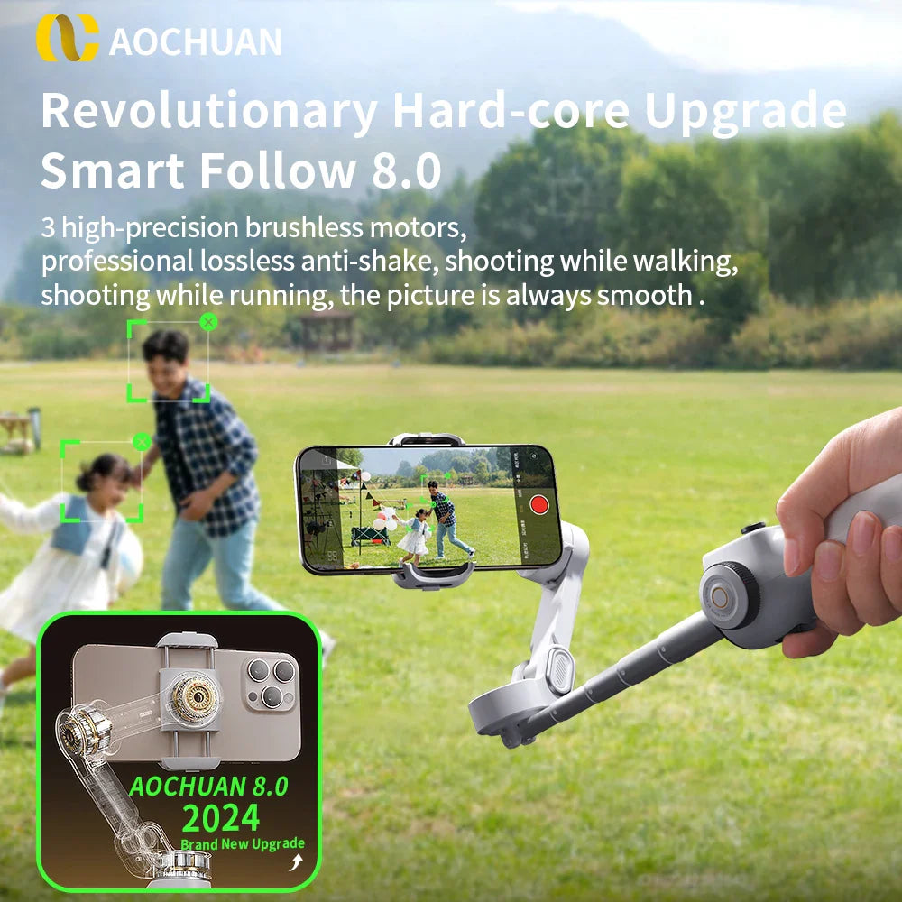 Portable 3-Axis Smartphone Gimbal with Extension Rod