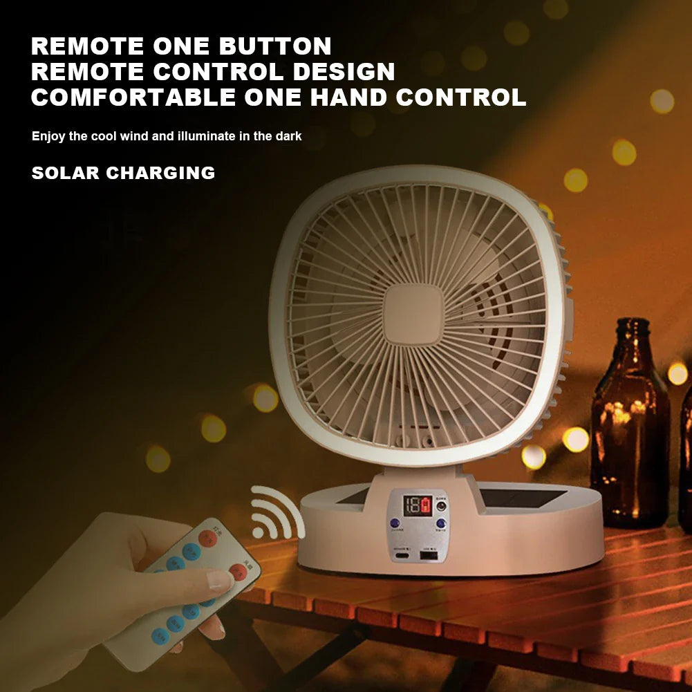 Solar Powered Desktop Fan – Quiet, Foldable, Solar Charging