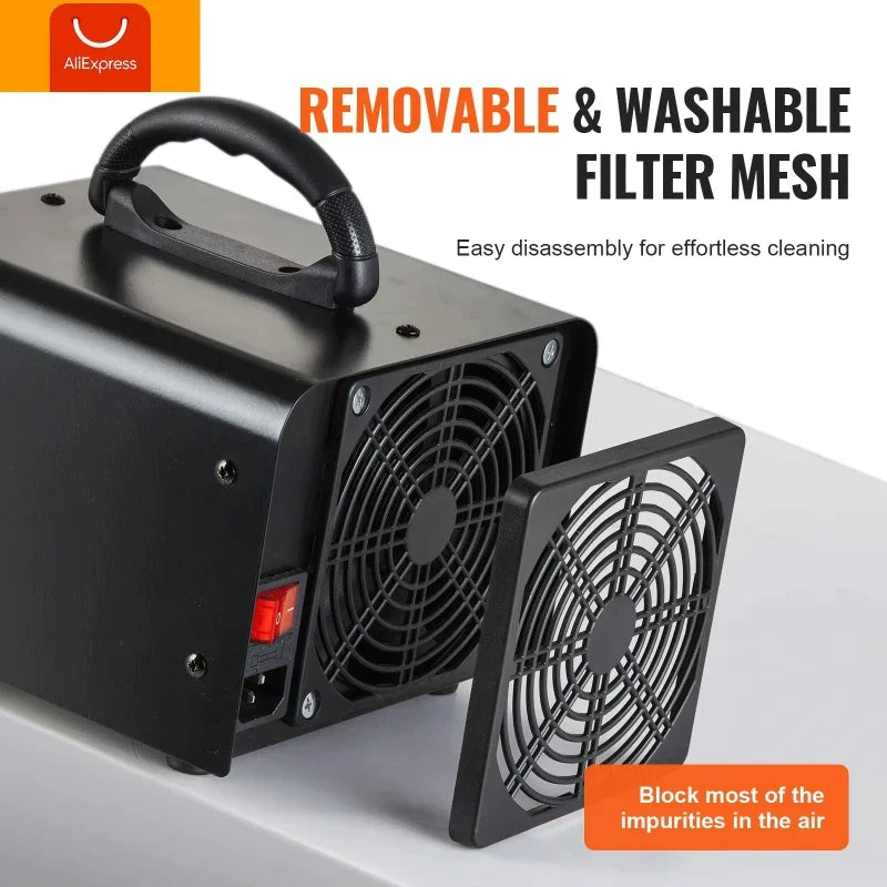 Heavy Duty 12000mg Ozone Generator Compact Air Cleaner for Large Rooms, Office & Car Use
