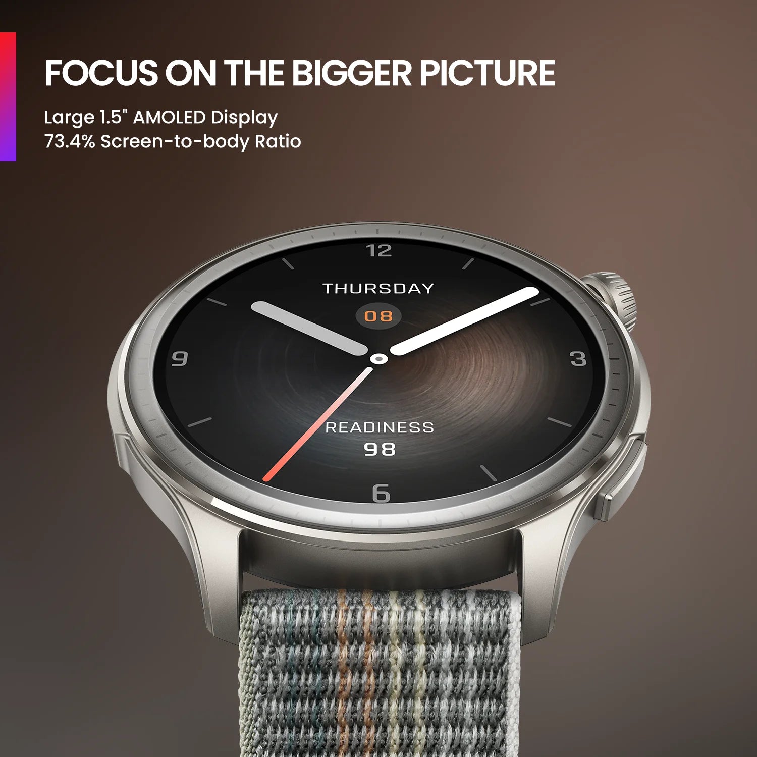 1.5" AMOLED Smartwatch with 150+ Sport Modes, Sleep Coach, Heart Rate Tracker, 14-Day Battery