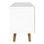 120cm Scandinavian TV Cabinet Entertainment Unit with Drawers & Shelves – White Wood Finish