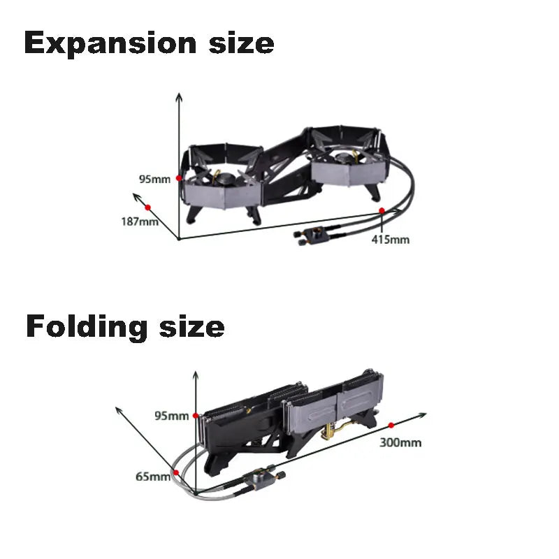 Lightweight Folding Double Burner Stove for Camping, Hiking and Outdoor Use