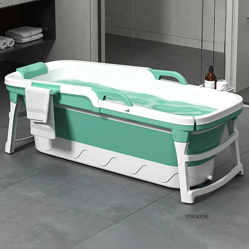 Portable 1.18m Foldable Plastic Bathtub Indoor & Outdoor Use, Adult-Sized, Purple, No Lid