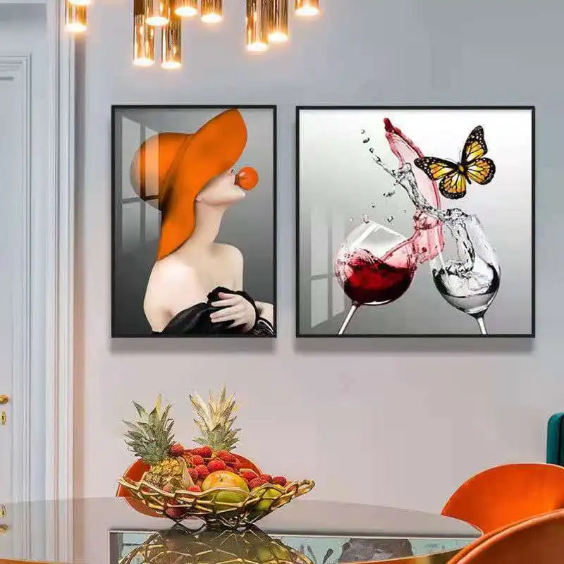 Minimalist Double-Piece Framed Canvas Luxury Dining Room & Apartment Wall Decoration