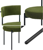 2-Piece Boucle Dining Chair Set with Padded Seat & Curved Backrest – Green