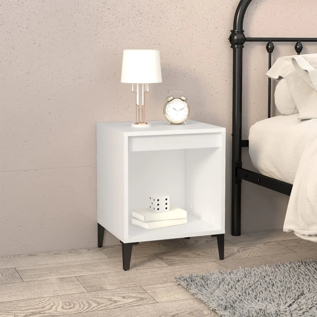 2-Piece White Bedside Table Set – Compact Bedroom Storage with Drawers, 40x35x50cm