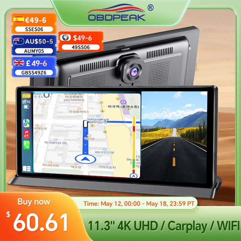 11.3” Smart Rearview DVR with WiFi and Dual Cameras