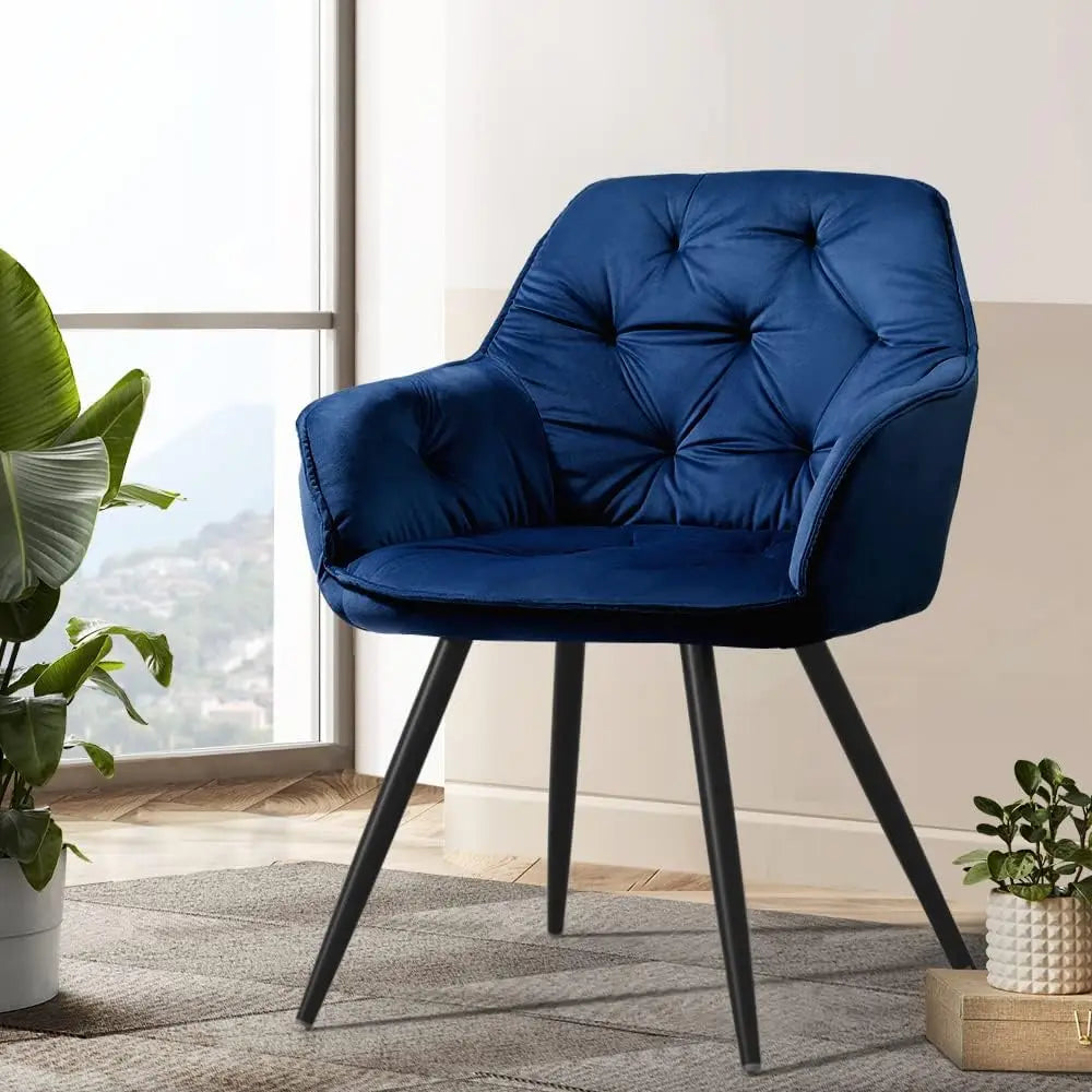 Modern Upholstered Dining Chairs (2-Pack) – Stylish Metal Frame Seating for Home or Office
