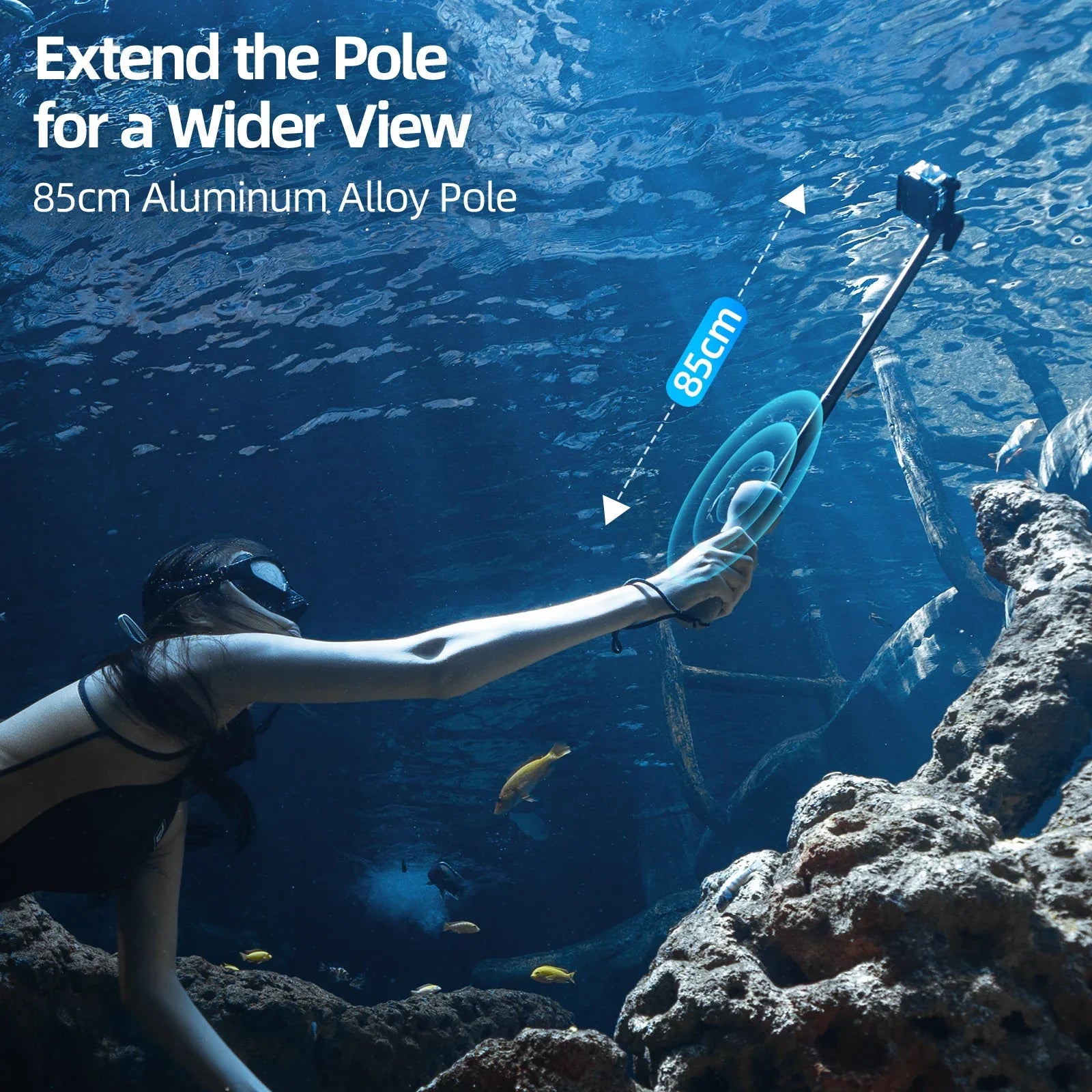 Waterproof Extendable Selfie Stick with Wireless Remote