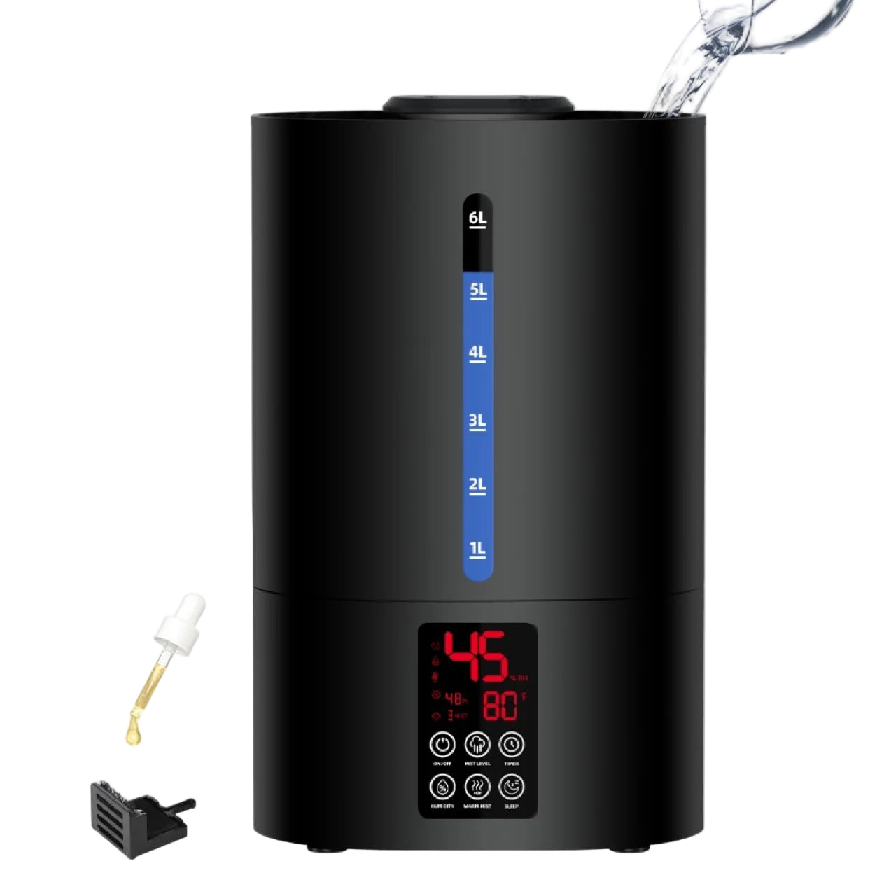 Large Room Humidifier with 3 Mist Levels, Quiet Sleep Mode & 360° Nozzle