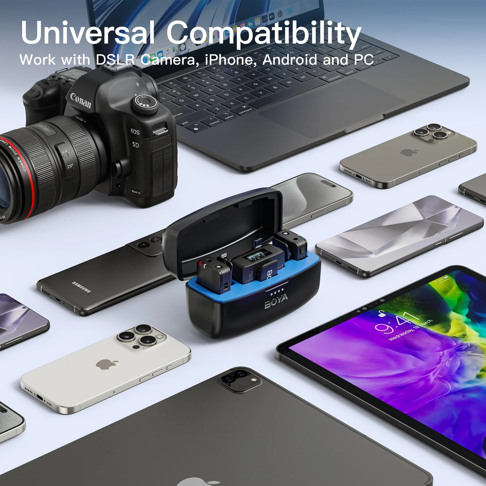 2.4GHz Lavalier Mic with 8GB Storage and OLED Display