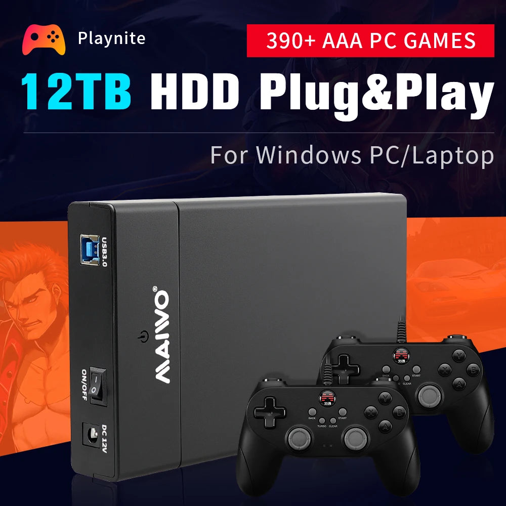 12TB Gaming Hard Drive with 390+ AAA PC Games