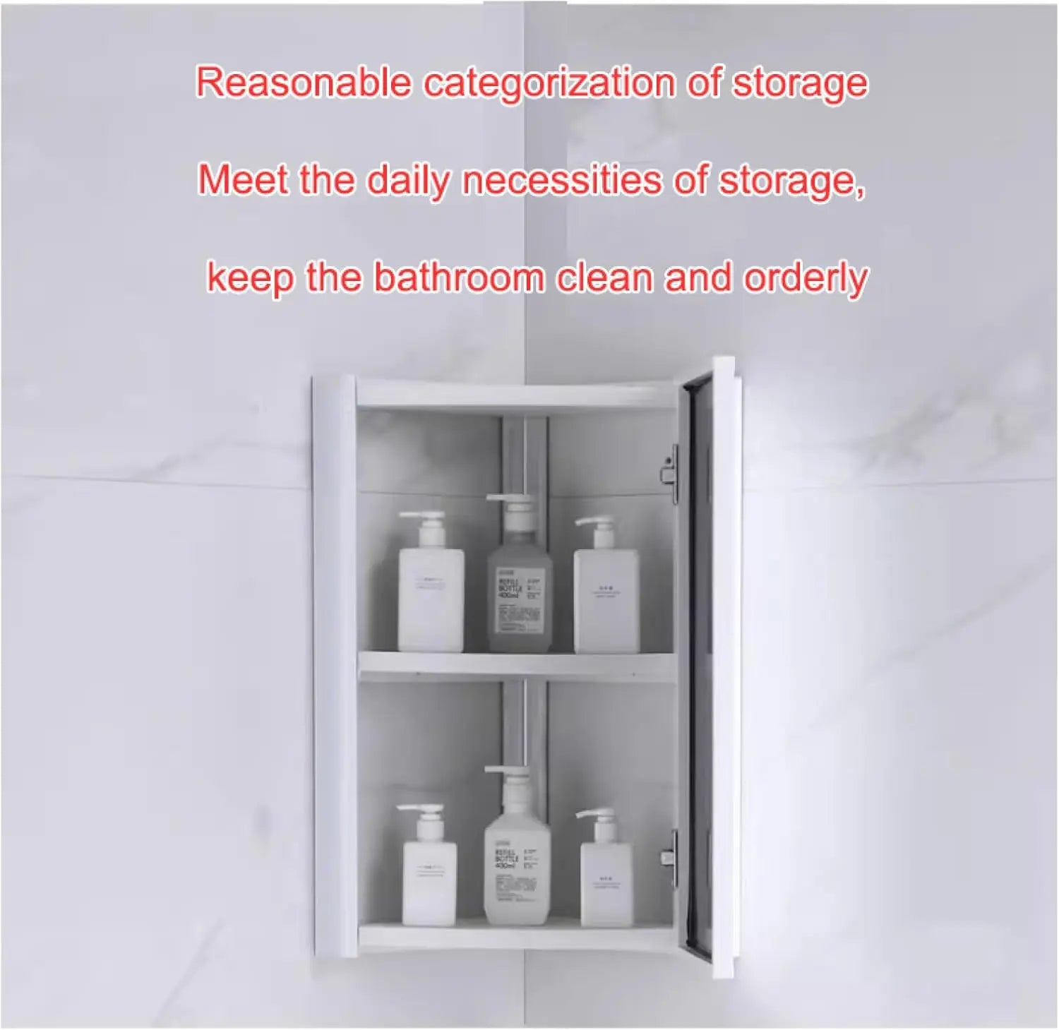 Triangular Bathroom Mirror Cabinet – Space-Saving Wall Mounted Storage, Waterproof Design