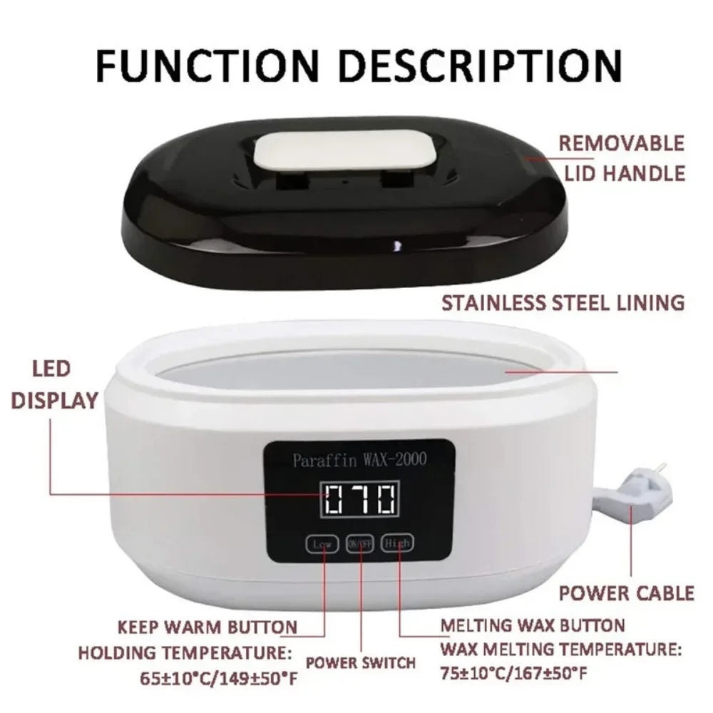 2L White Paraffin Wax Bath Electric Wax Warmer SPA Kit with Gloves & Accessorie