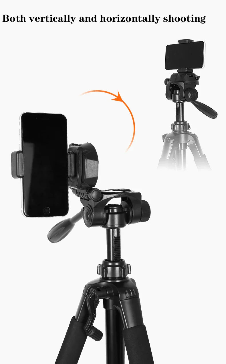 1.7M Adjustable Tripod Stand with Phone Holder & Bluetooth – Black